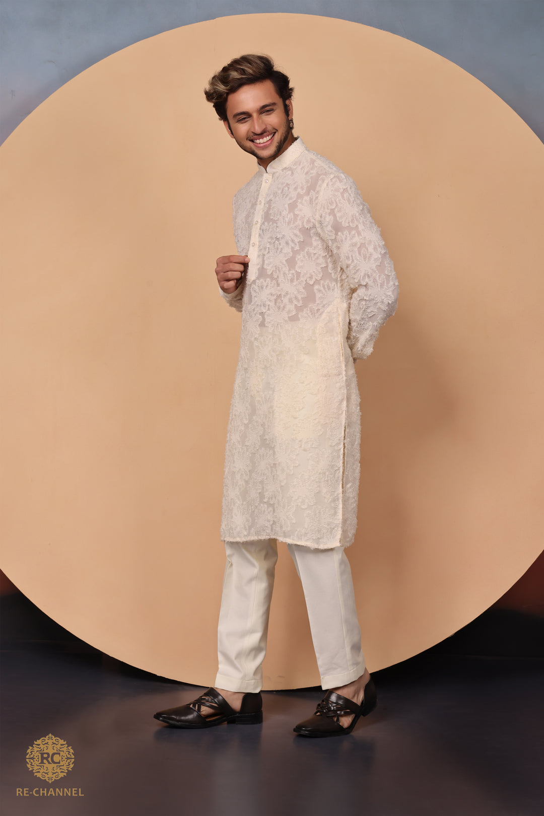 Off white Turkish Chiffon Kurta Set