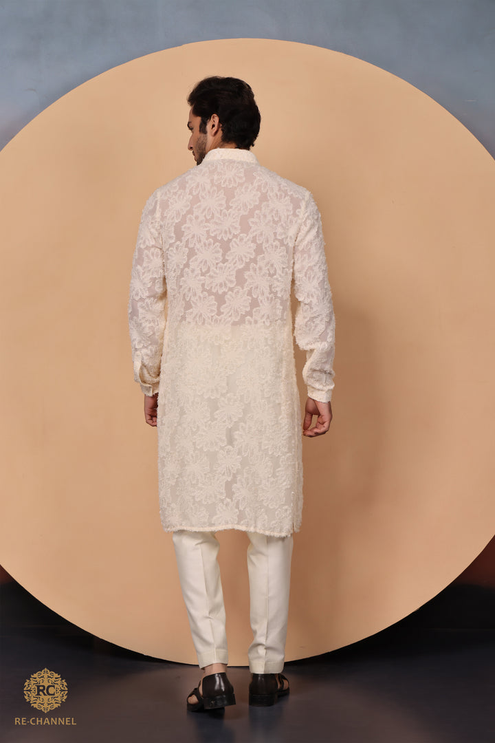 Off white Turkish Chiffon Kurta Set