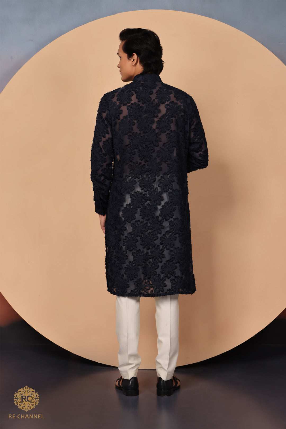Navy Turkish Chiffon Kurta Set