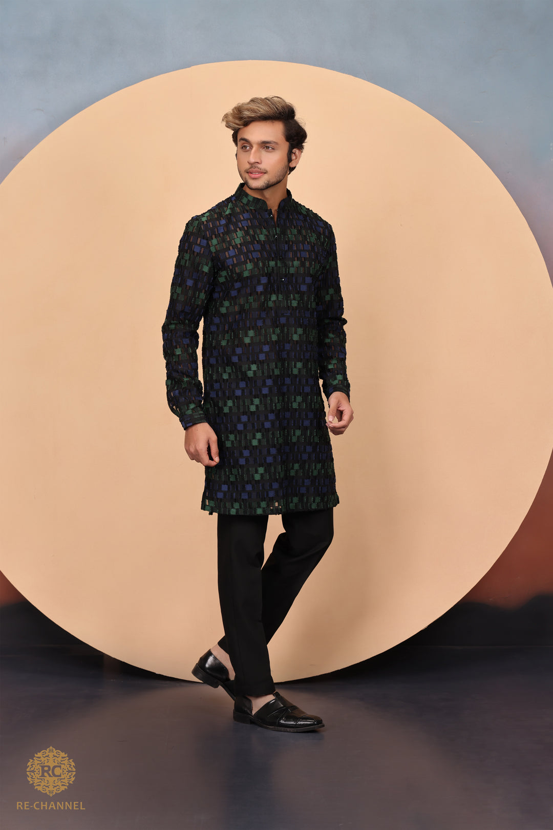 Black See Through Brasso Kurta Set