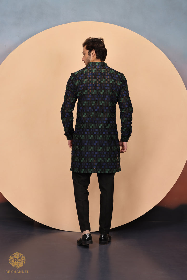 Black See Through Brasso Kurta Set