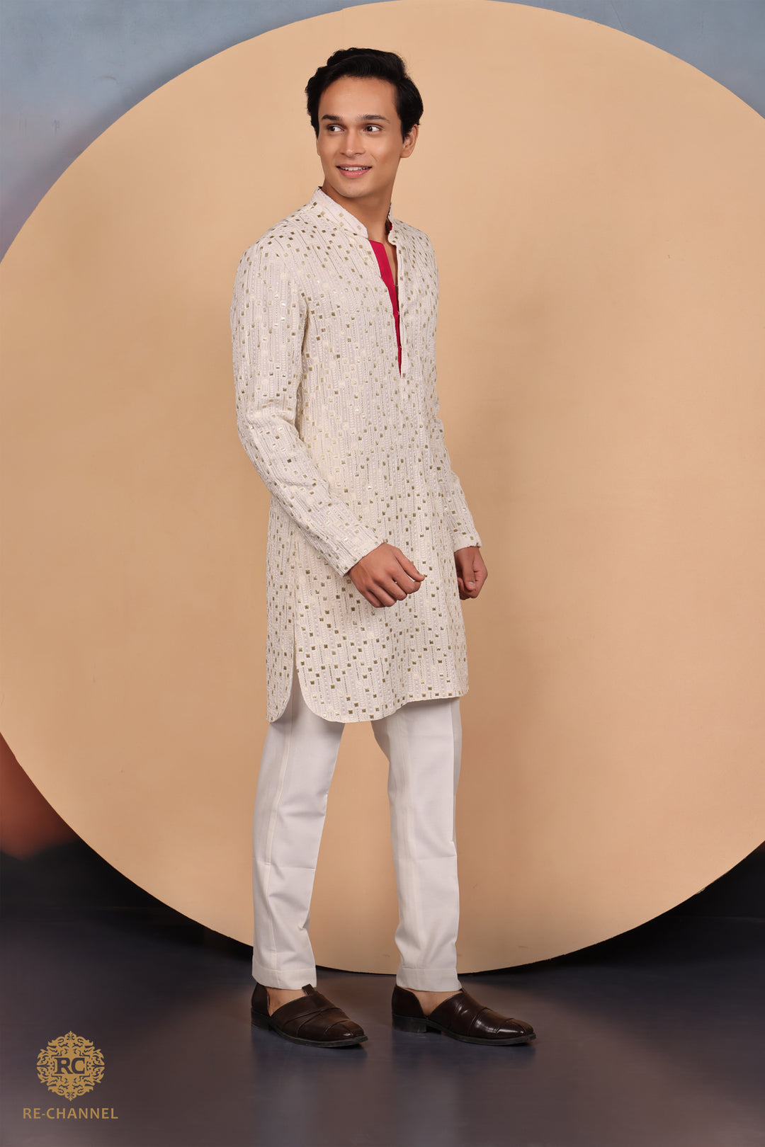 Off white Lucknowi Kurta Set