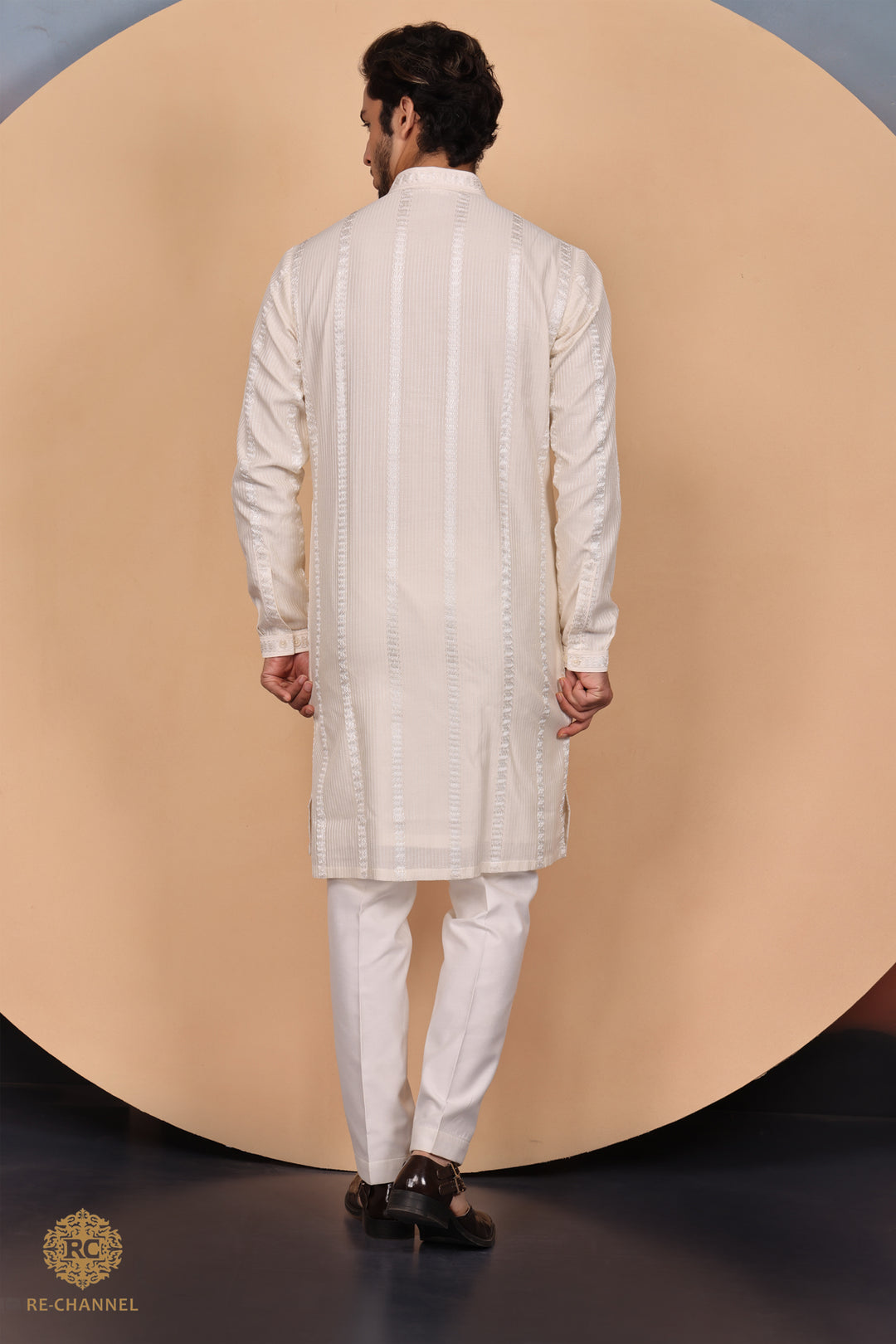 Cream Silk kurta Set