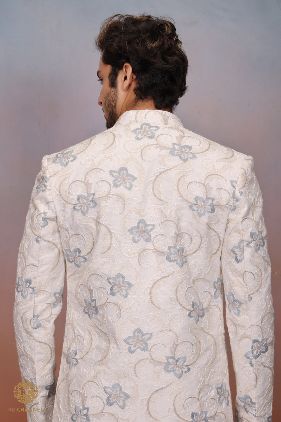 White & Blue Indo Western