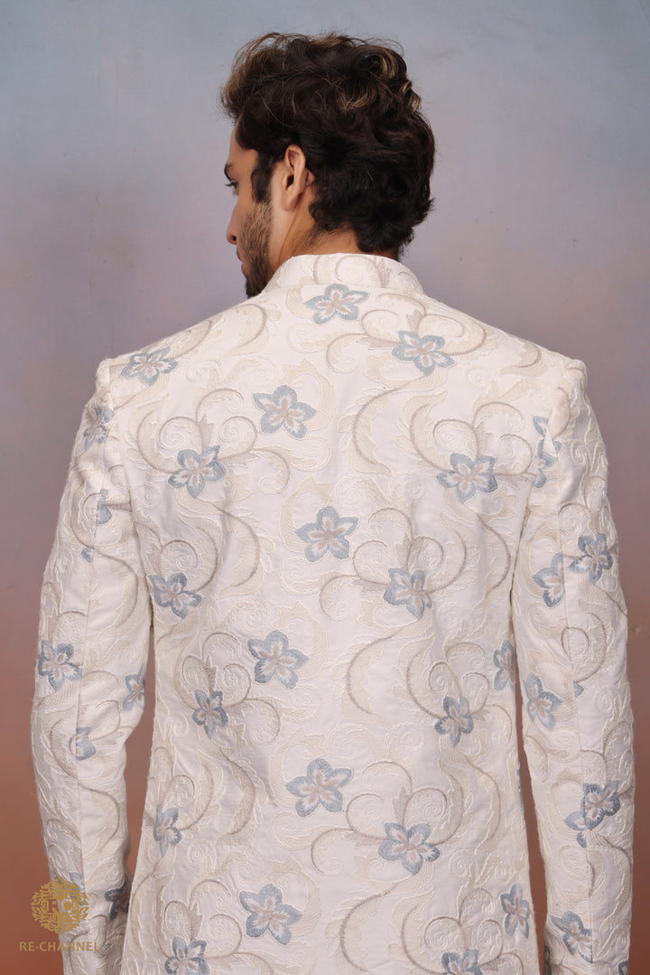 White & Blue Indo Western
