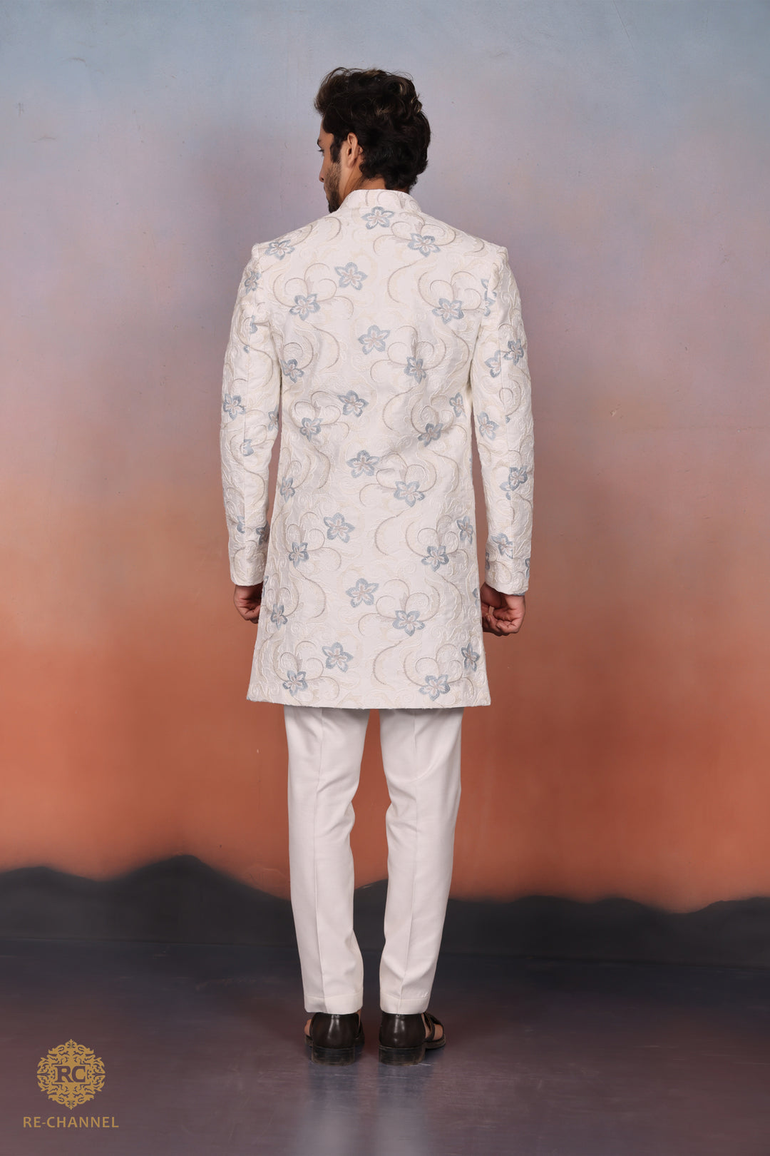 White & Blue Indo Western