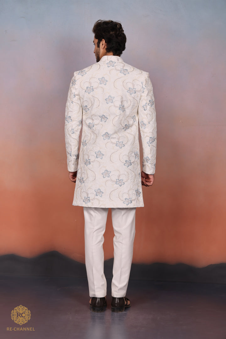 White & Blue Indo Western