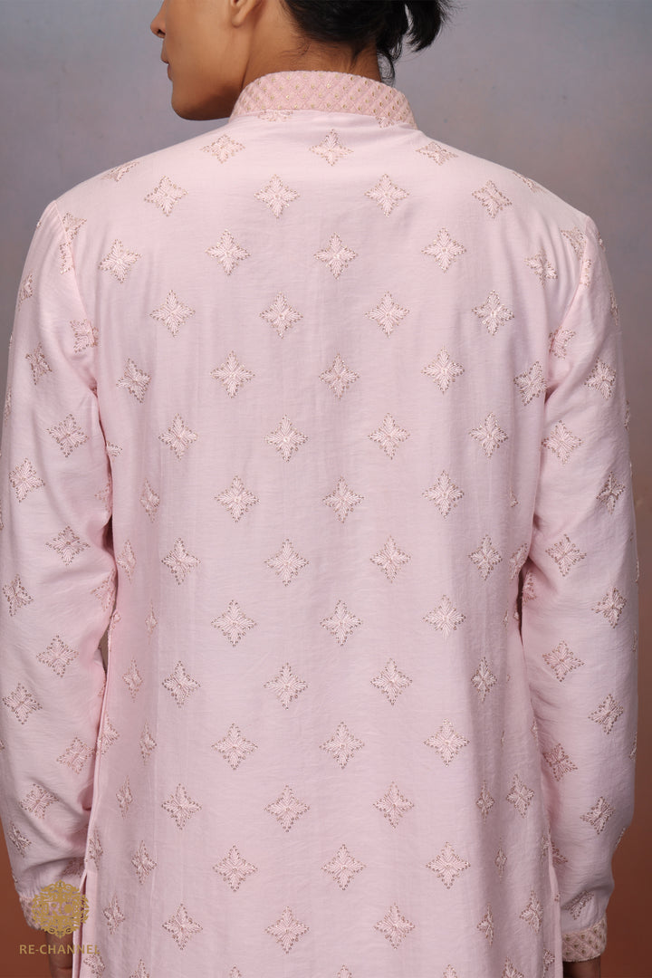 Light Pink Kurta Set in Silk