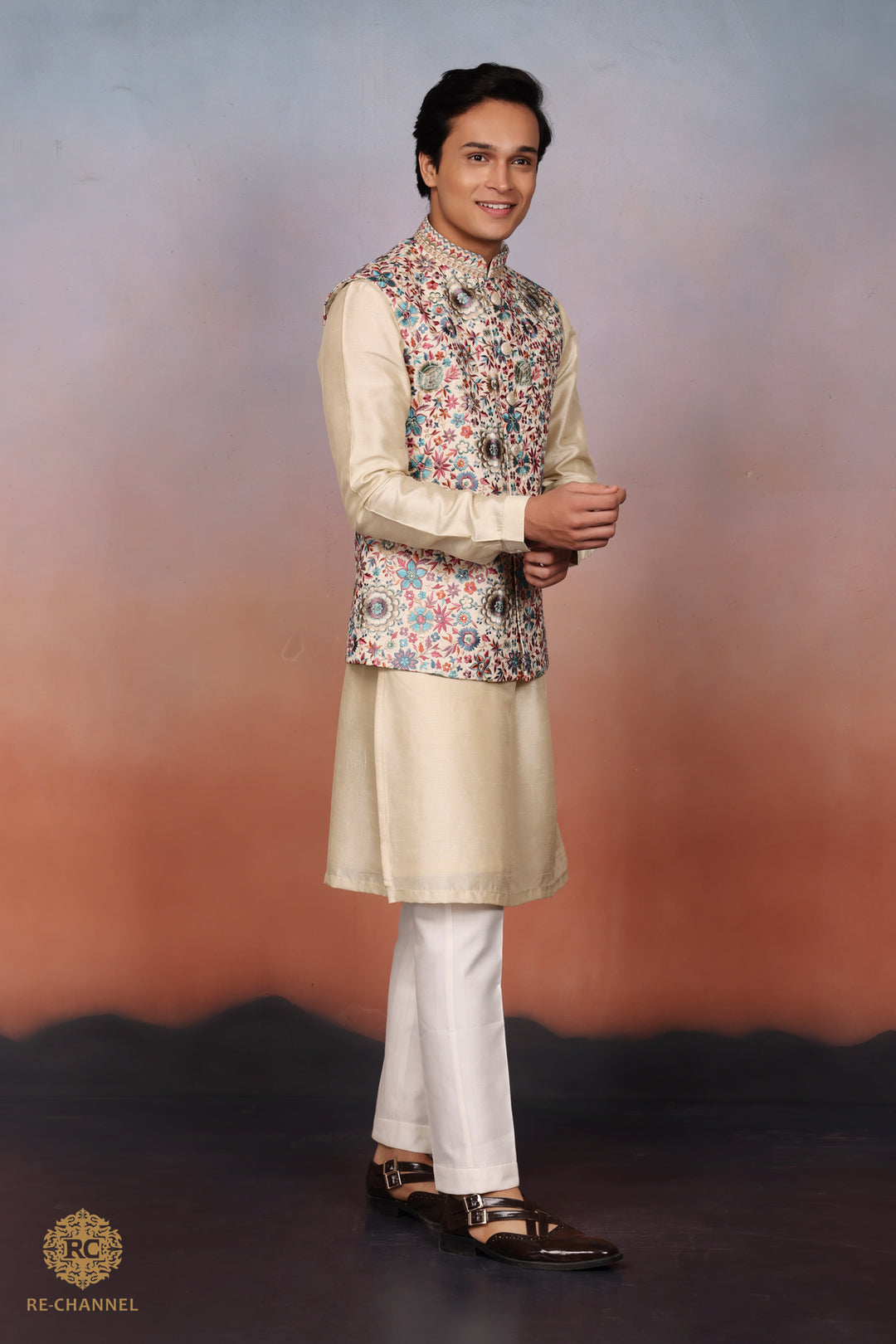 Silk Golden bandi kurta set