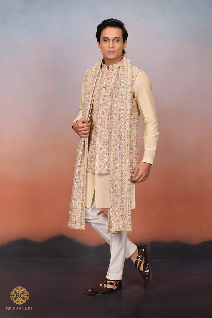 Silk bandi kurta & Dupatta set