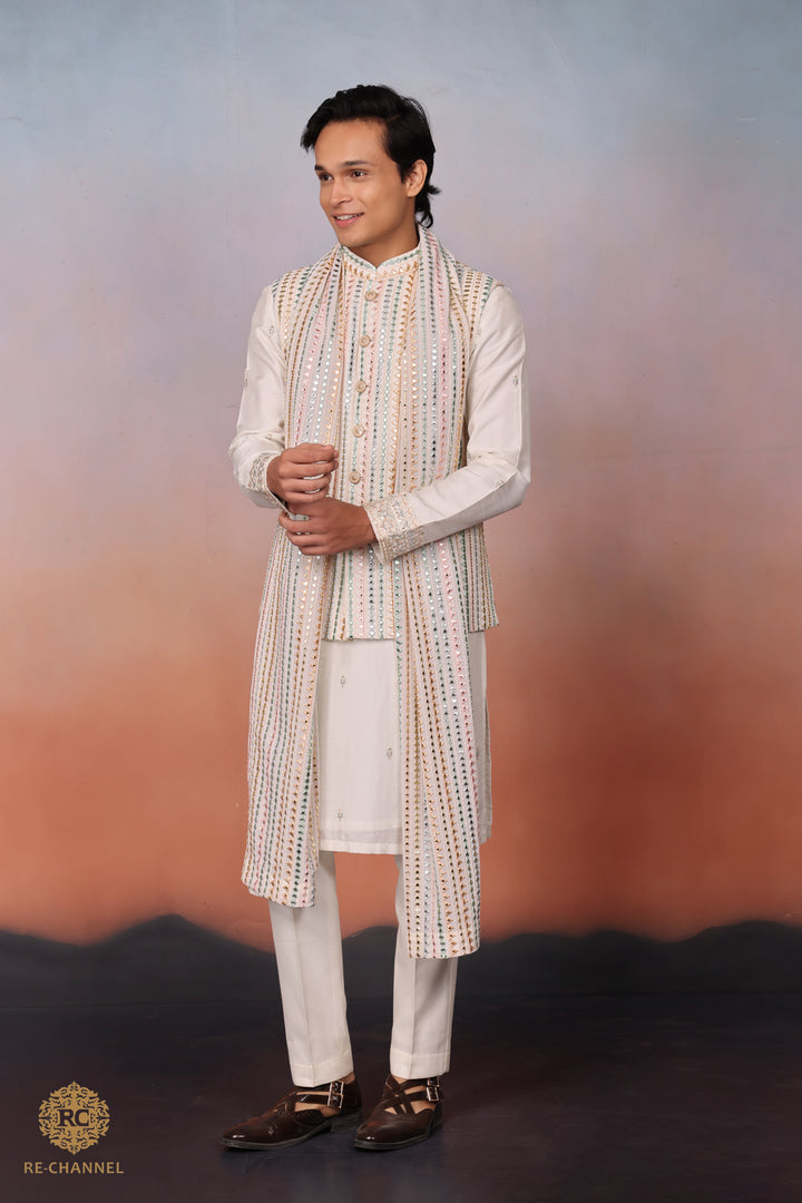 White Silk bandi kurta & Dupatta set