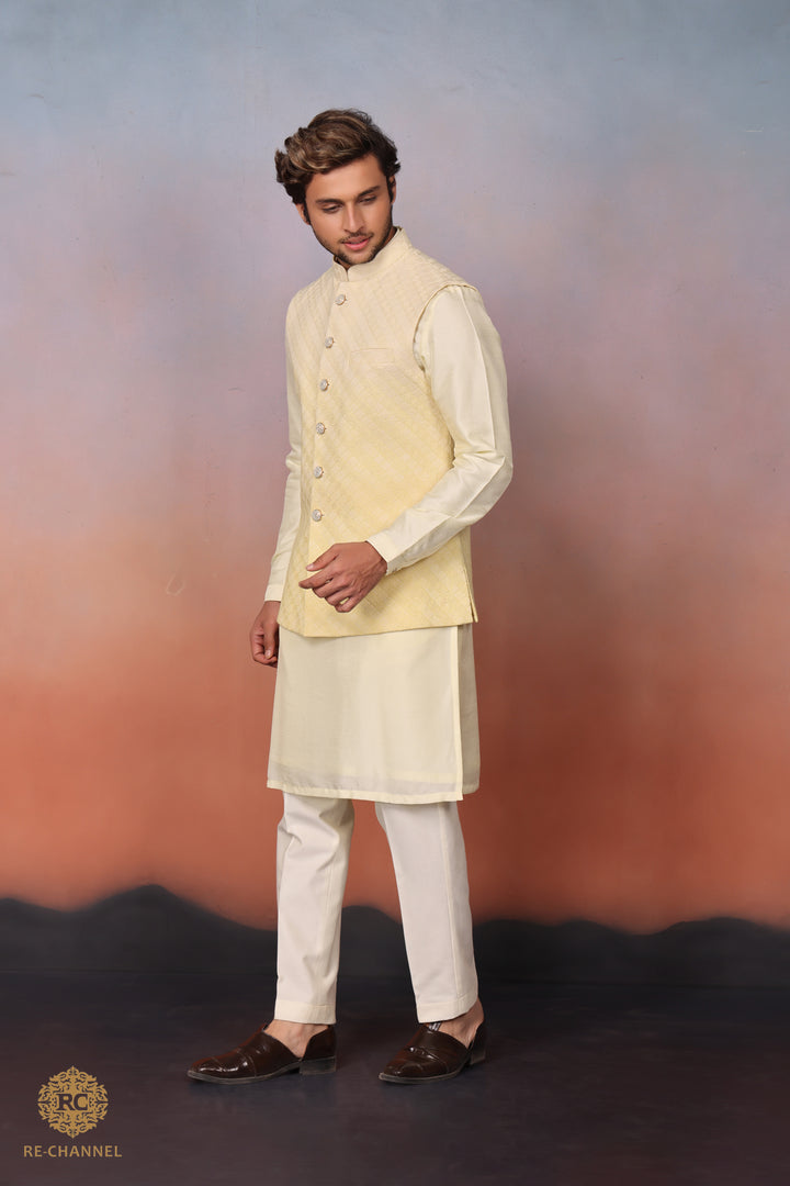 Yellow Ombre Bandi Kurta Set