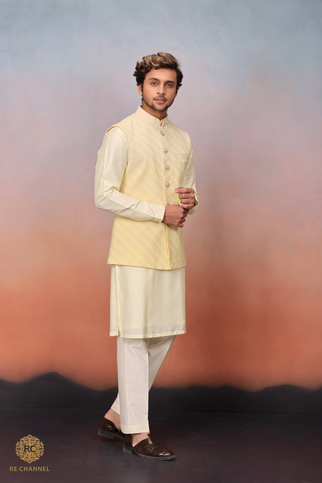 Yellow Ombre Bandi Kurta Set