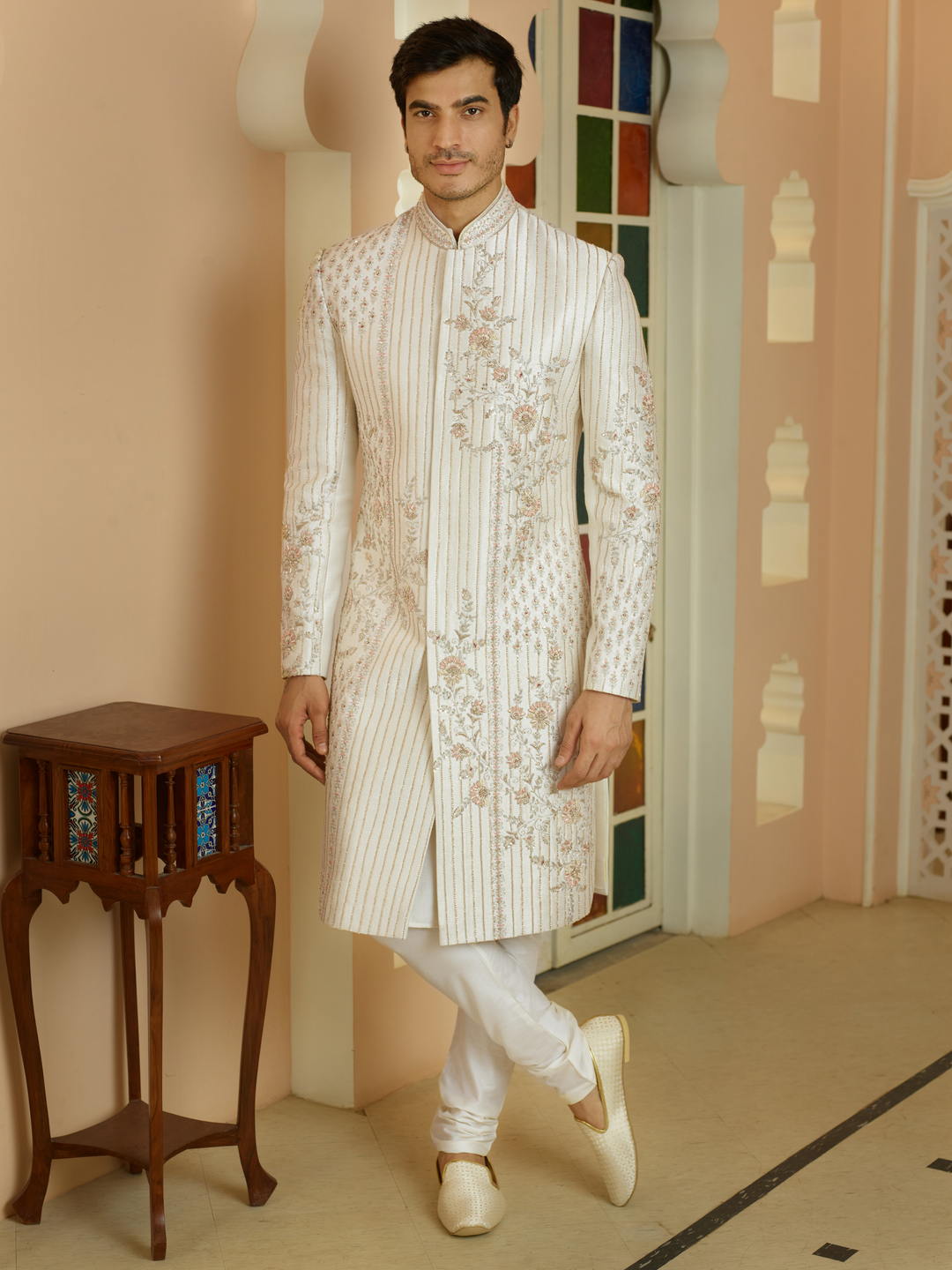 Symphony Cream Silk Sherwani