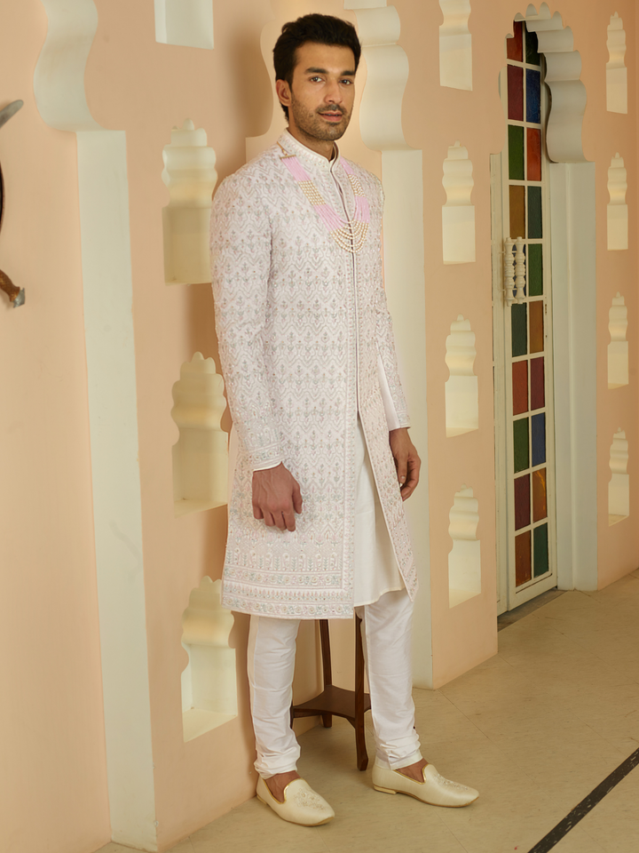 Powder Pink Embellished Sherwani