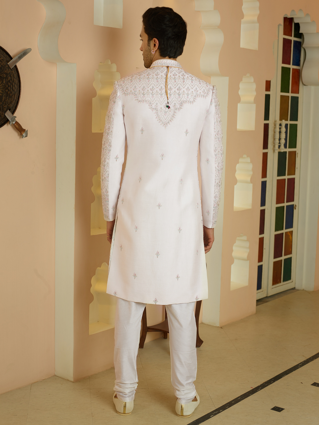 Powder Pink Embellished Sherwani