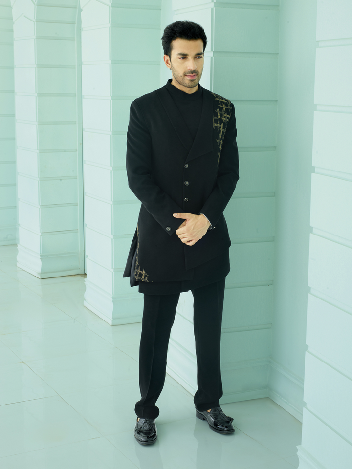 Regal Black Gold Work Indo-Western