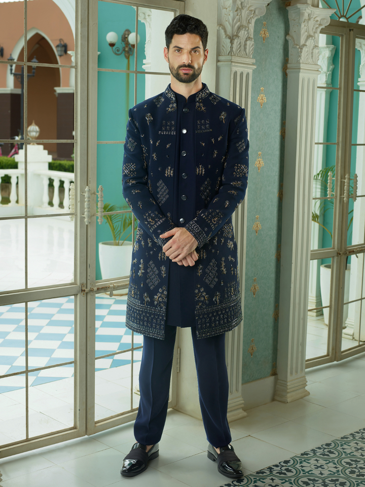 Antique Blue Embellished Indo-Western