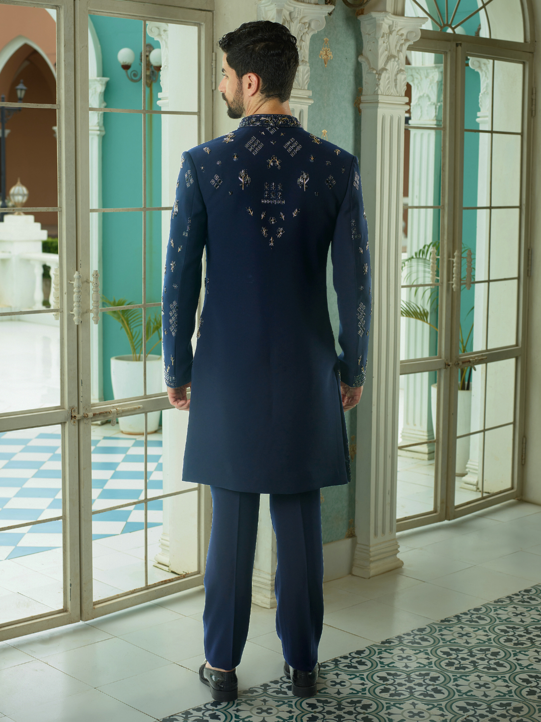 Antique Blue Embellished Indo-Western