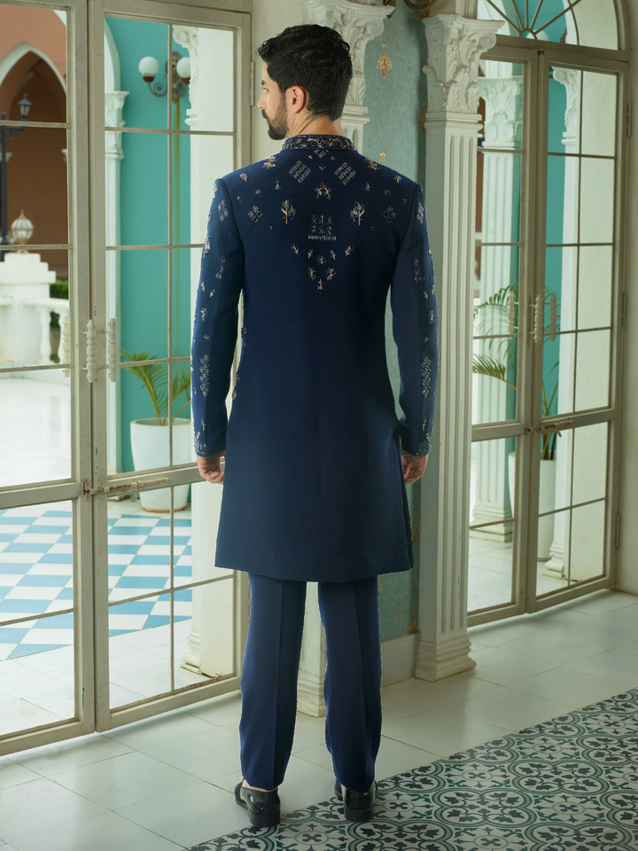 Antique Blue Embellished Indo-Western