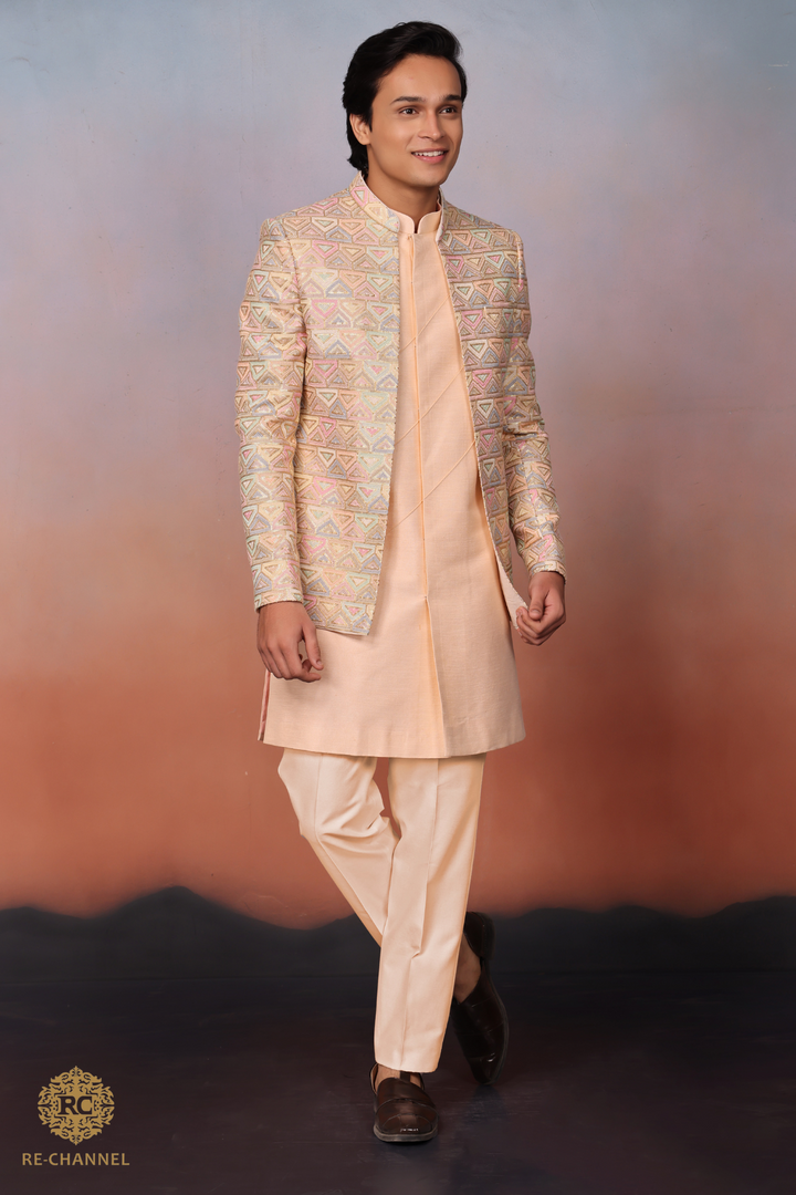 Light Peach Indo-Western Set
