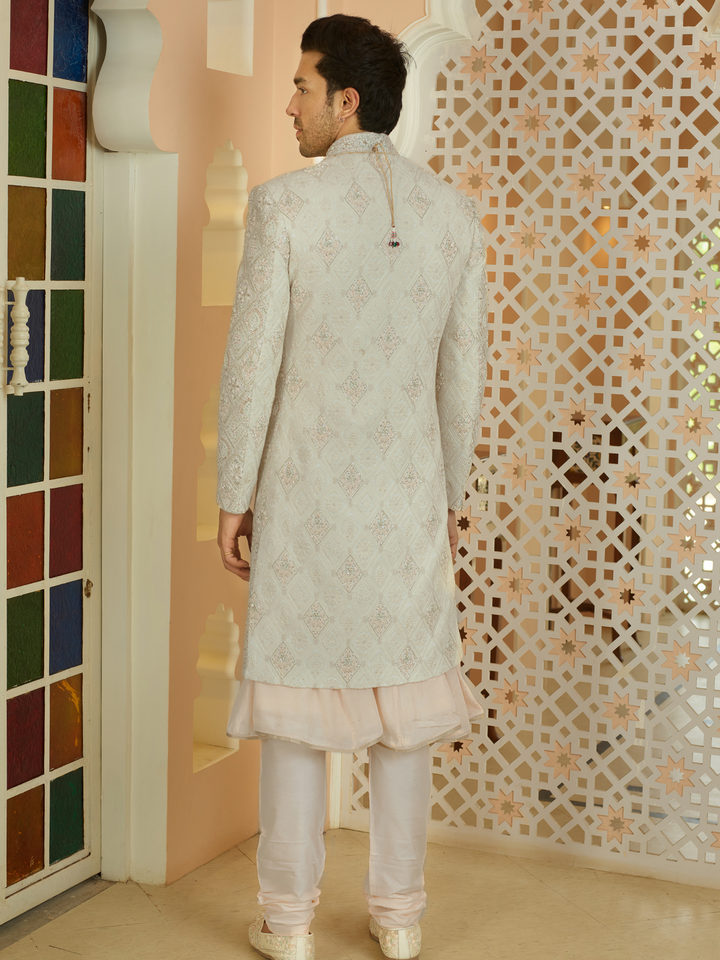 Timeless Cream Lucknowi Sherwani