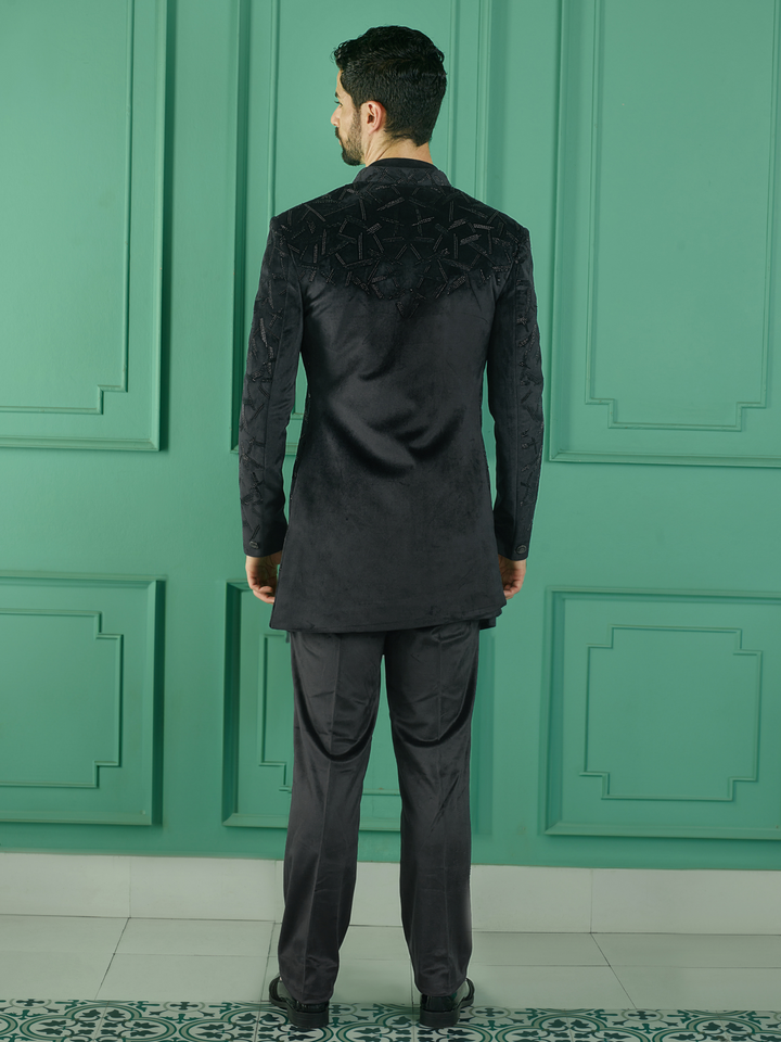 Midnight Black Embellished Indo-Western