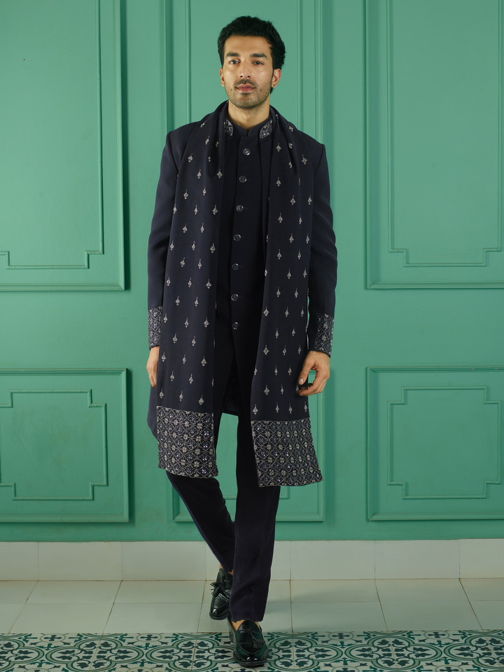 Twilight Blue Embellished Indo-Western