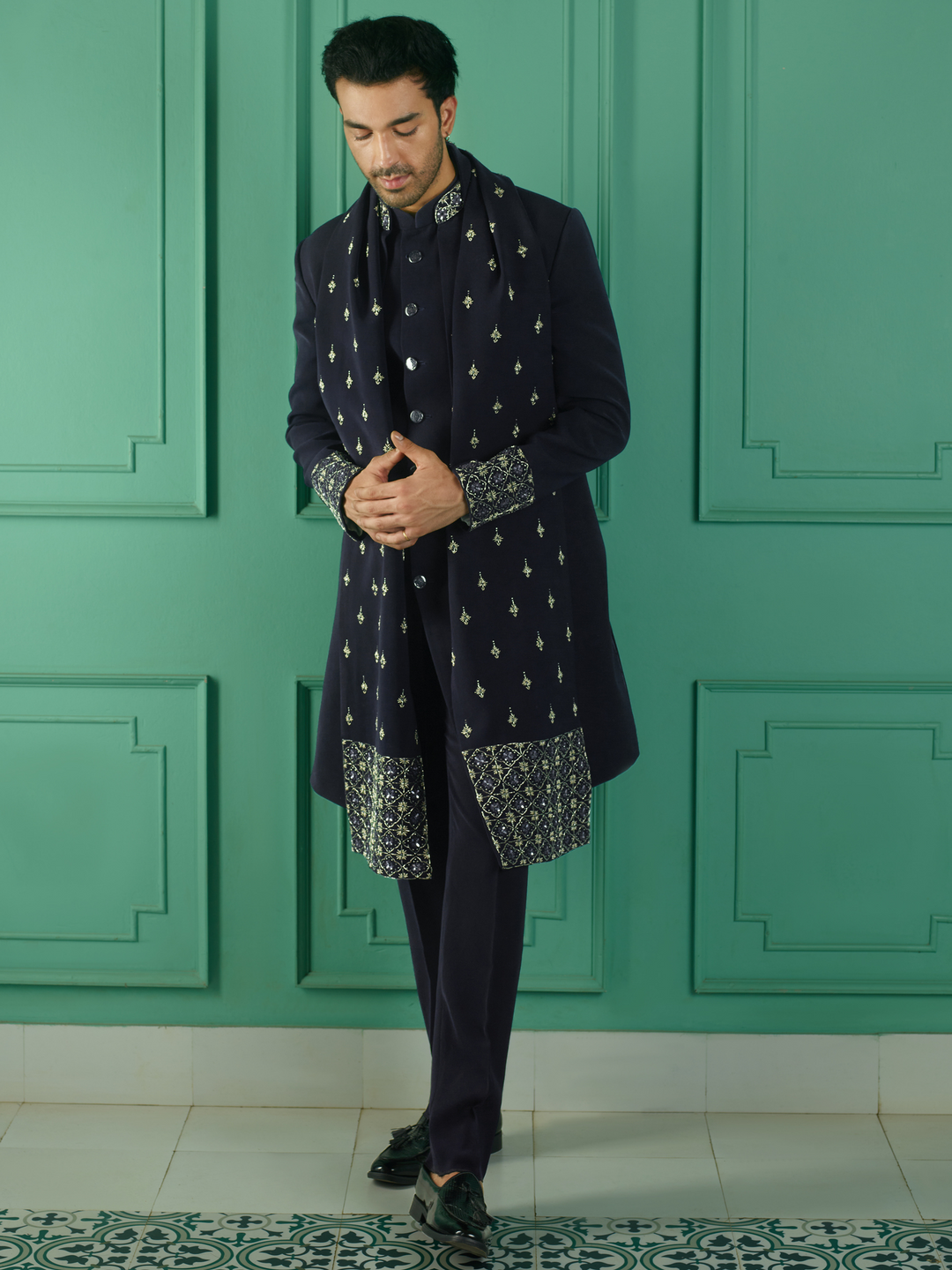 Twilight Blue Embellished Indo-Western