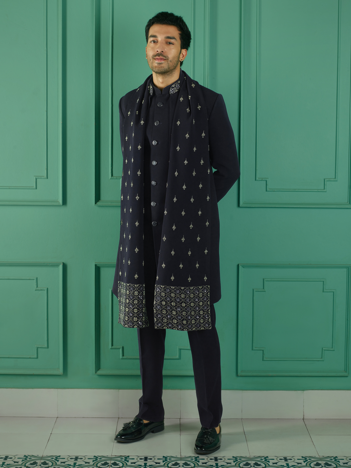 Twilight Blue Embellished Indo-Western