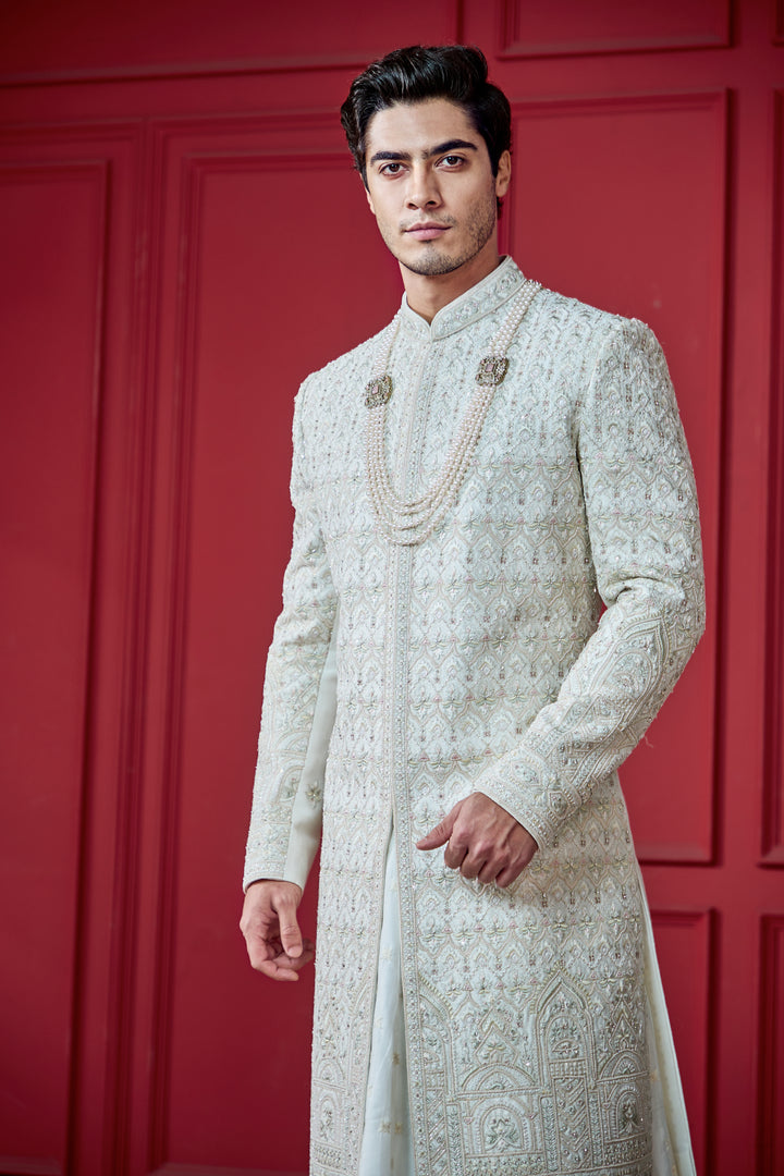 Pastel Elegance Ivory Sherwani