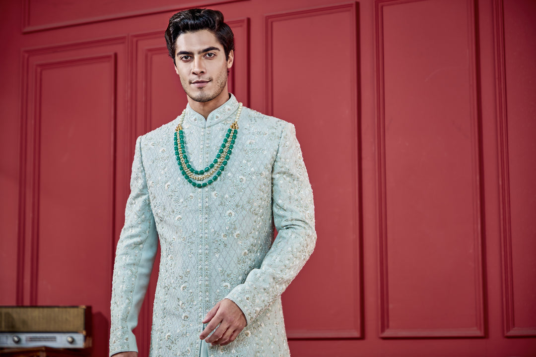 Modern Mint Sherwani Set