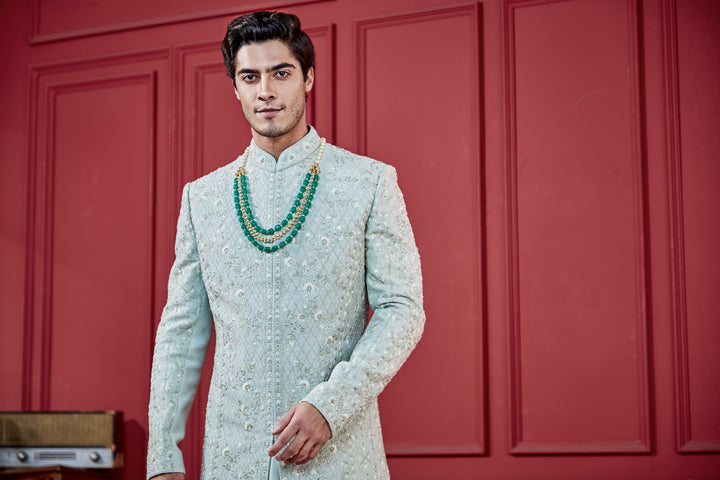 Modern Mint Sherwani Set