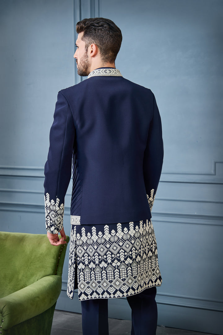 Blue Heritage Indo-Western Set