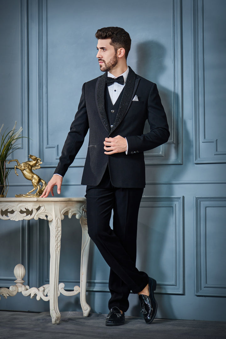 Black Shimmer Tuxedo Set