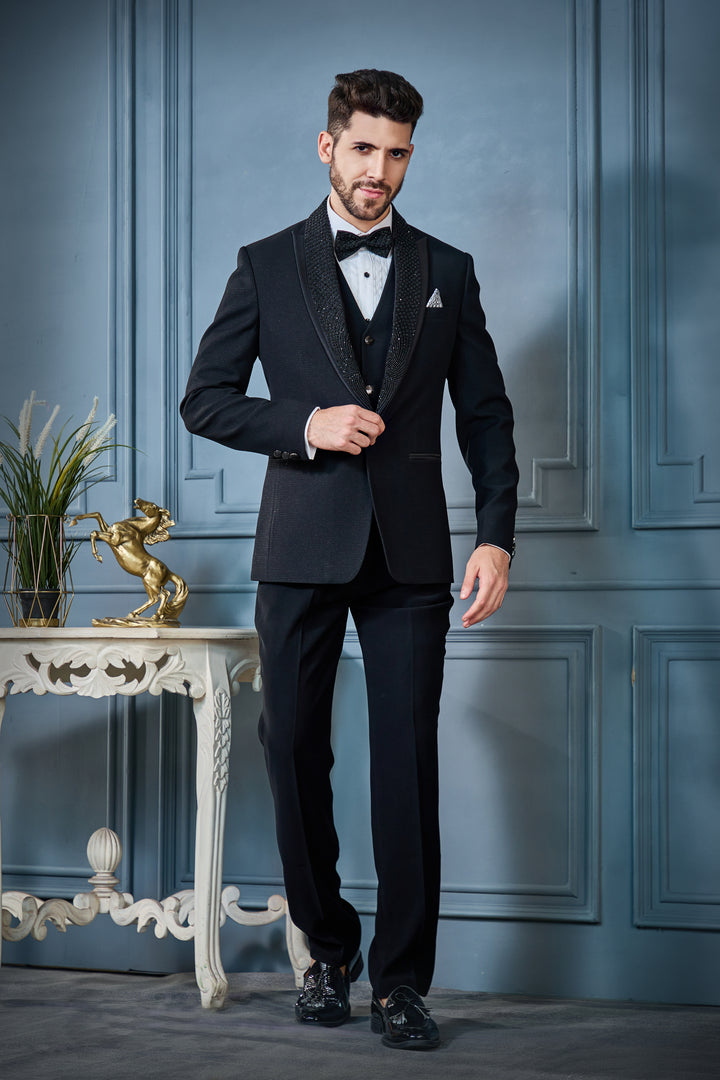 Black Shimmer Tuxedo Set
