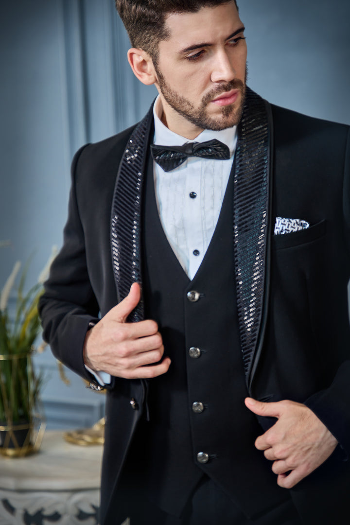 Black Dramatic Lapel Tuxedo Set