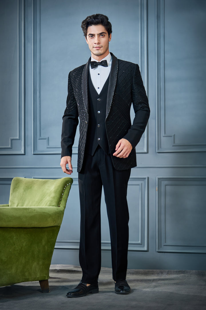 Black Pintex Checkered Tuxedo Set