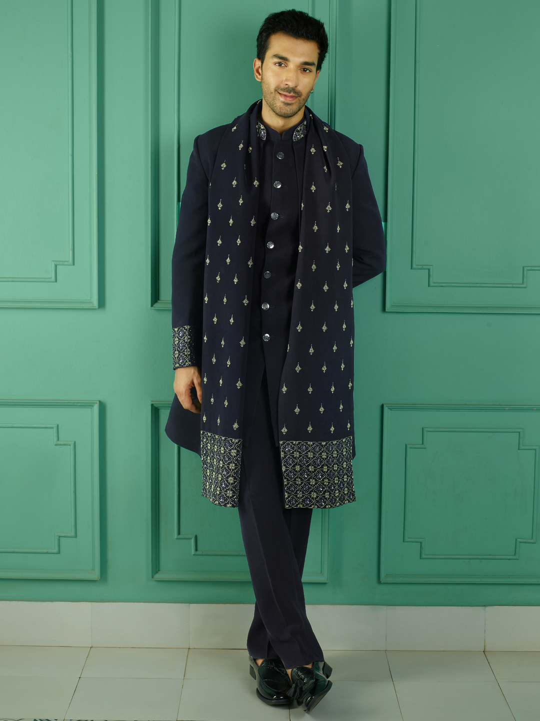 Twilight Blue Embellished Indo-Western