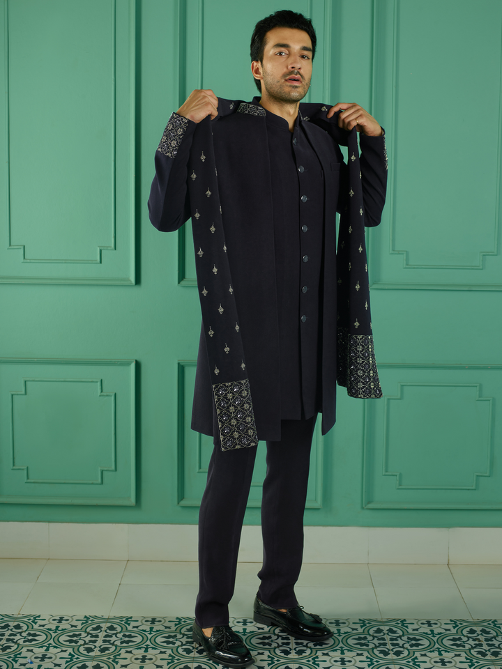 Twilight Blue Embellished Indo-Western