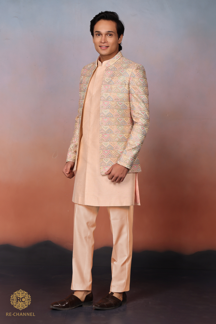 Light Peach Indo-Western Set