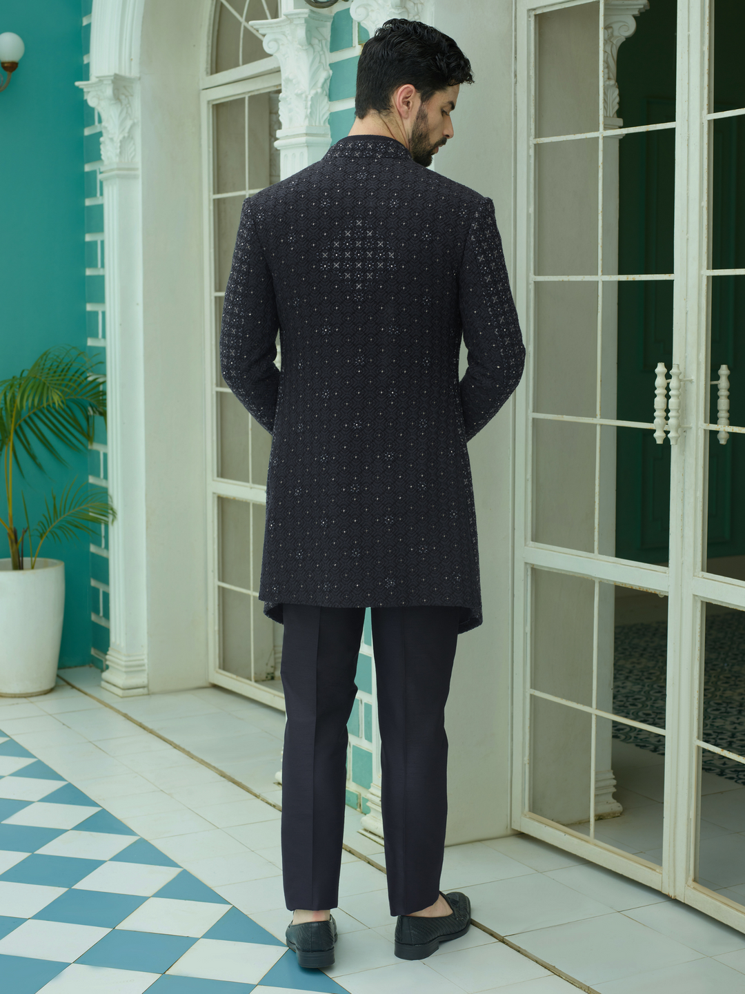 Glimmer Black Lucknowi Indo-Western