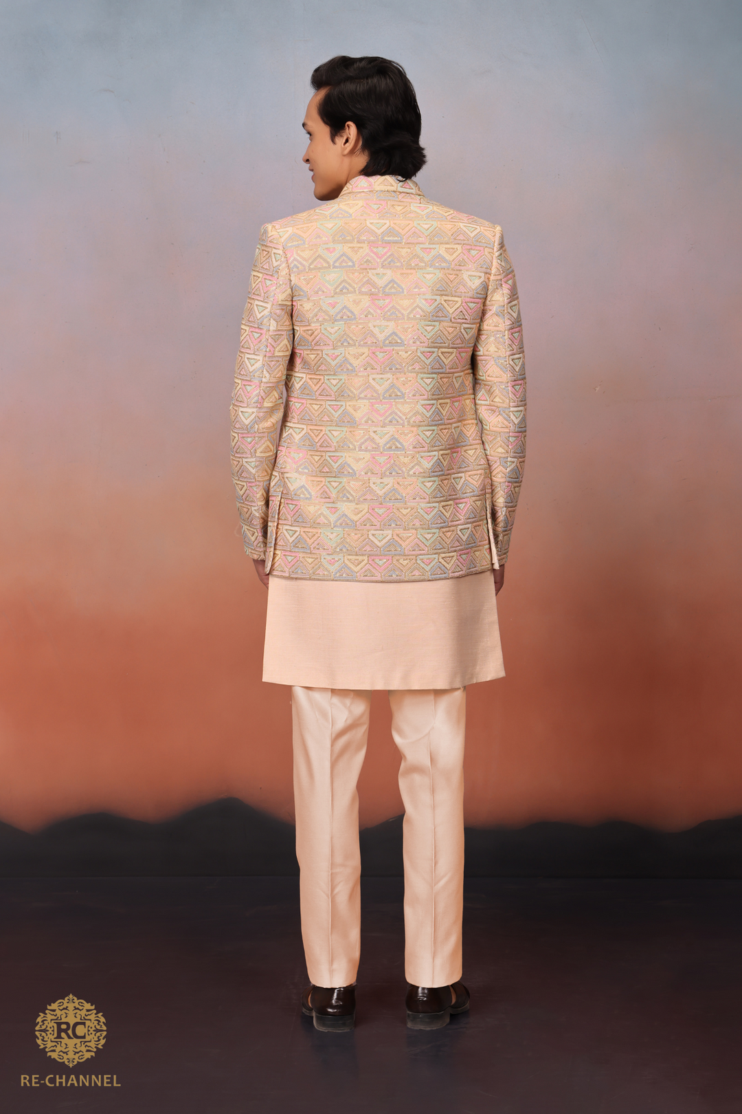 Light Peach Indo-Western Set