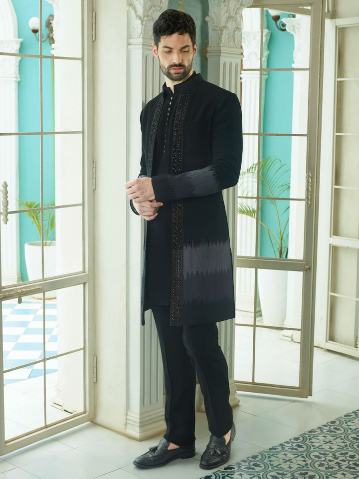 Black Ombre Zari Work Indo-Western