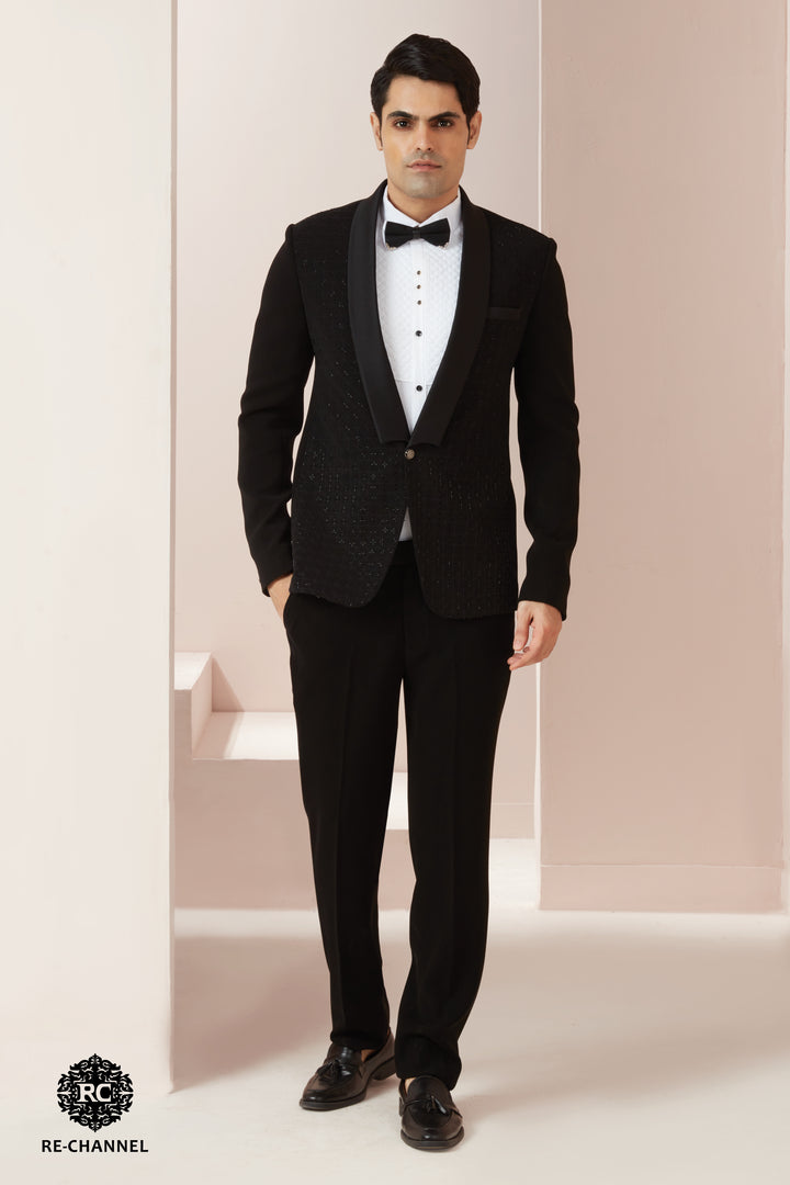 Black Suit with Self Thread & Cut Dana Work