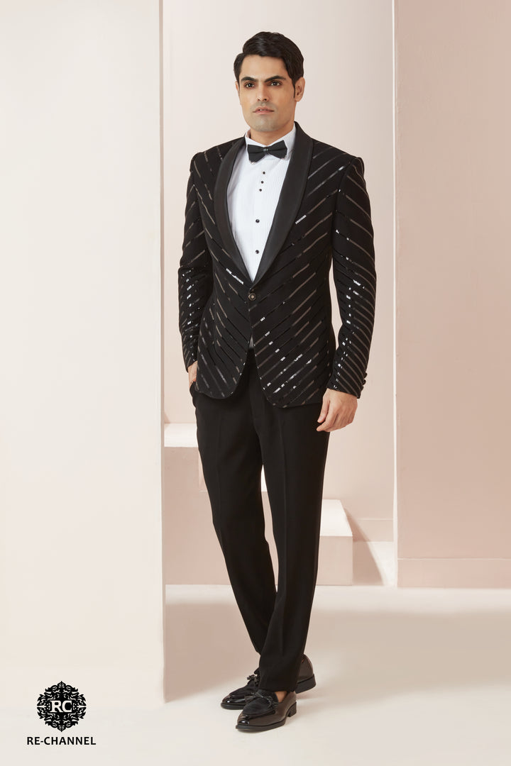 Black Suit in Chrome Detailing