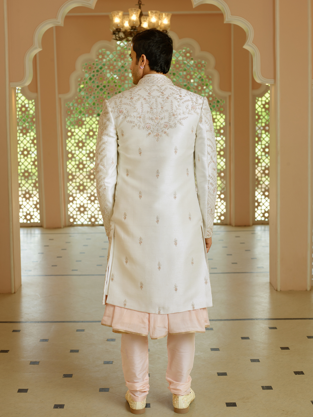 Cream Jacket Style Sherwani