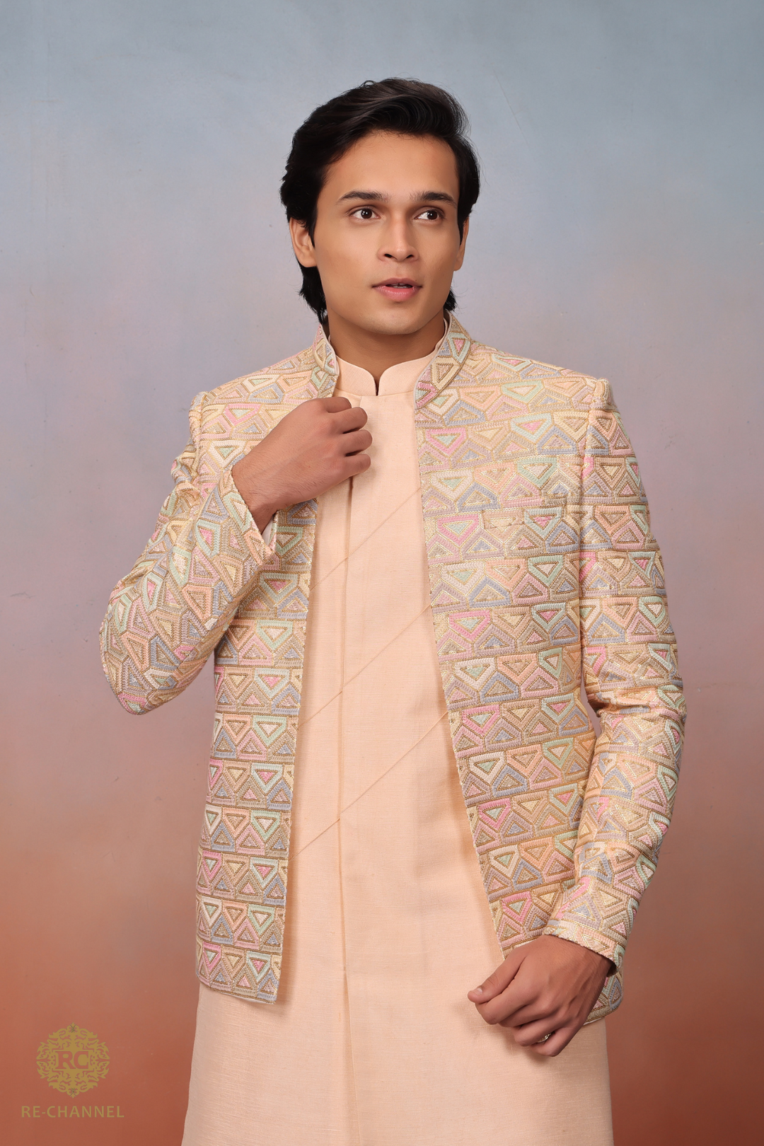 Light Peach Indo-Western Set