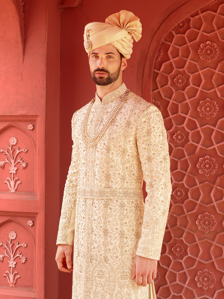 Royal Gold Blossom Sherwani
