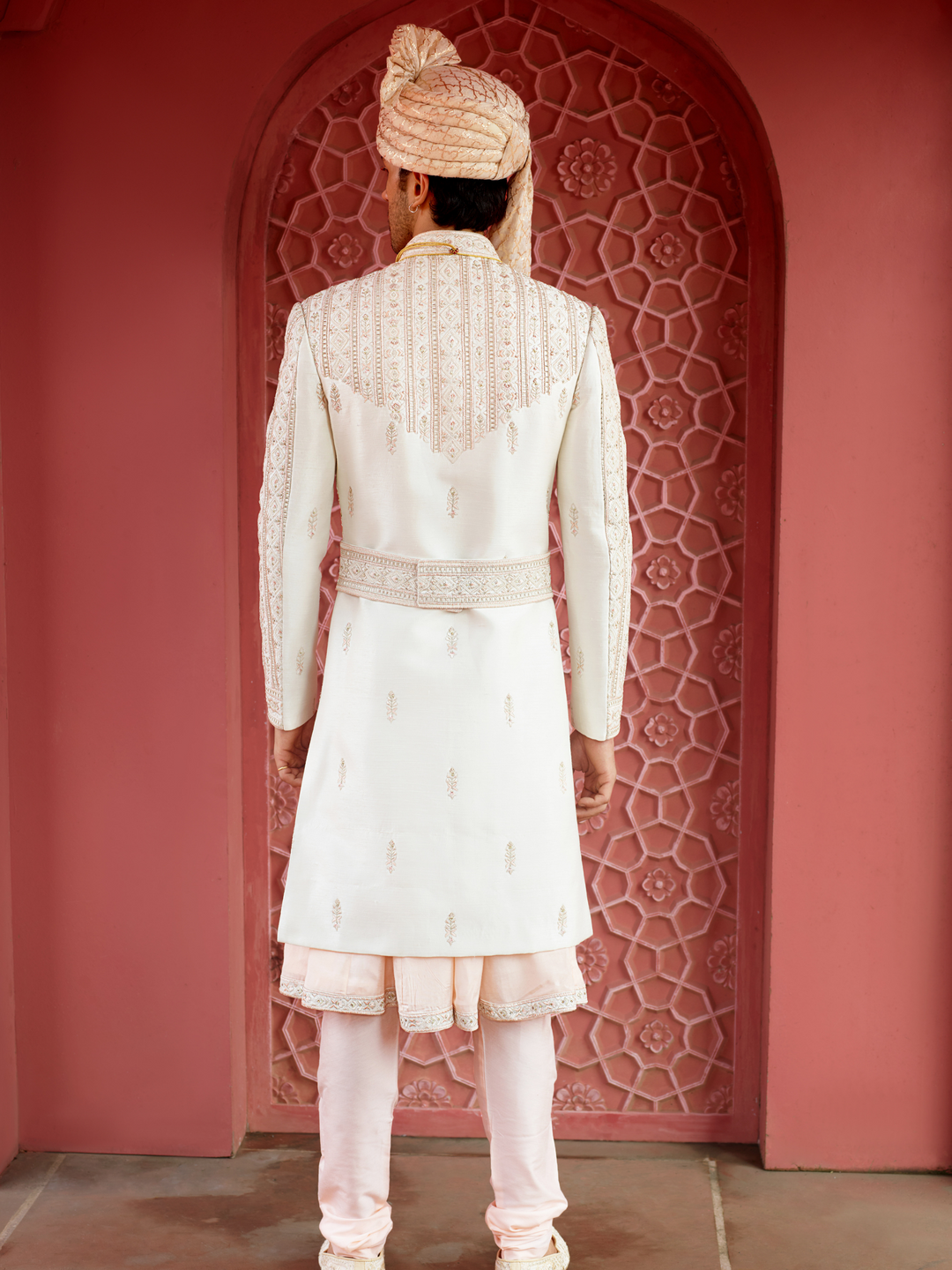 Blush Peach Embroidered Sherwani
